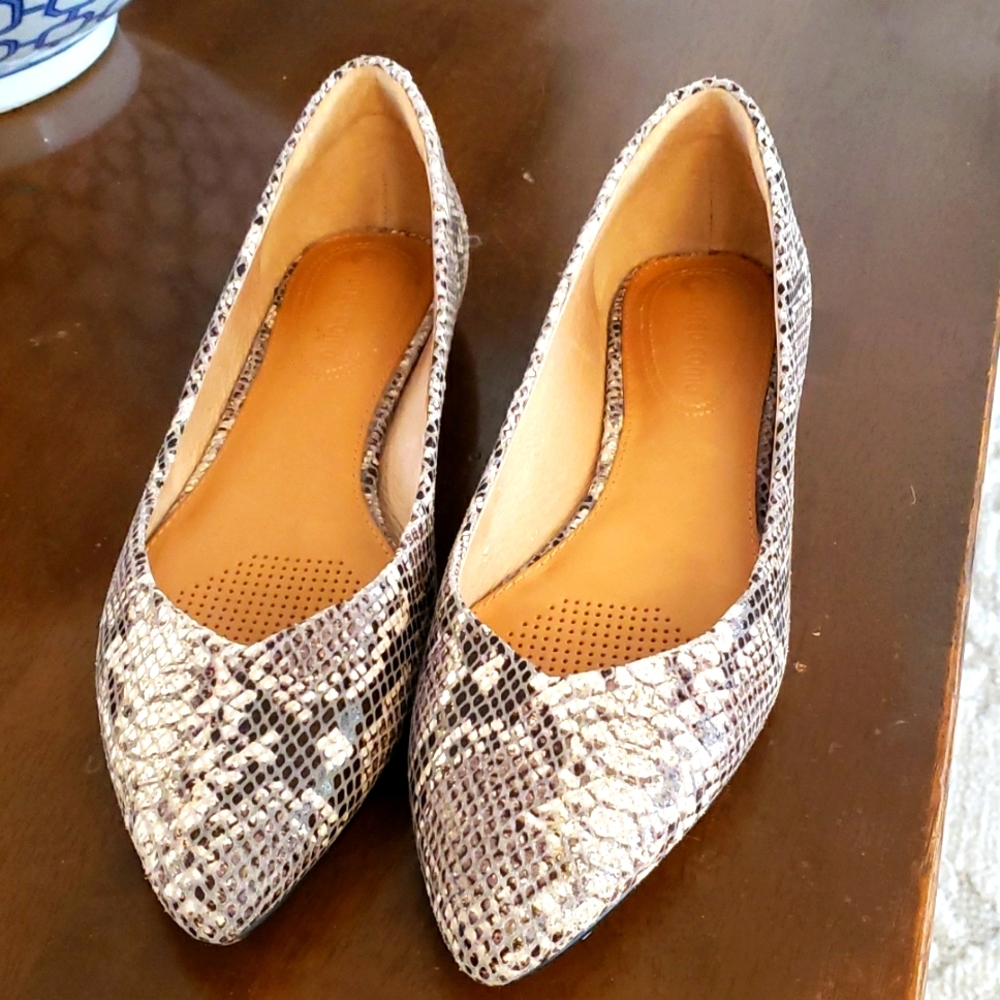 FAUX ALLIGATOR POINTY TOE FLATS